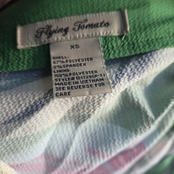 Flying Tomato Green and White Dress XS High Low. Deep Neck Plunge - Picture 5 of 7